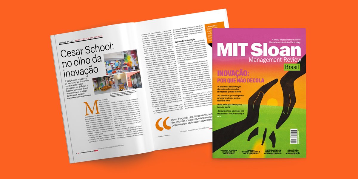 A CESAR School está na edição mais recente da <a href="/RevistaMITSloan/">MIT Sloan Management Review Brasil</a>! Na matéria, falamos sobre a importância de fazermos parte de um dos maiores #ecossistemas de inovação do Brasil e o impacto disso na formação dos alunos. Quer ler a matéria completa? Acesse: materiais.cesar.org.br/mit-cesarschool.