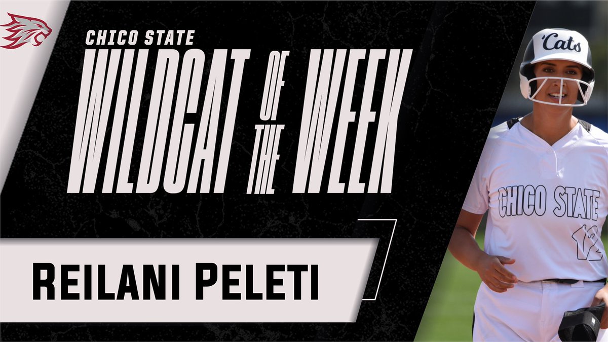 ChicoAthletics's tweet photo. Three things you can always count on: death, taxes...and Chico State softball's Reilani Peleti swinging a hot bat! Her contributions to the 'Cats' sweep of Stanislaus State makes the senior the latest Wildcat of the Week...'Cat-gratulations, Reilani! https://t.co/ZxWC6tOmwz https://t.co/Wq7Qa31AJl