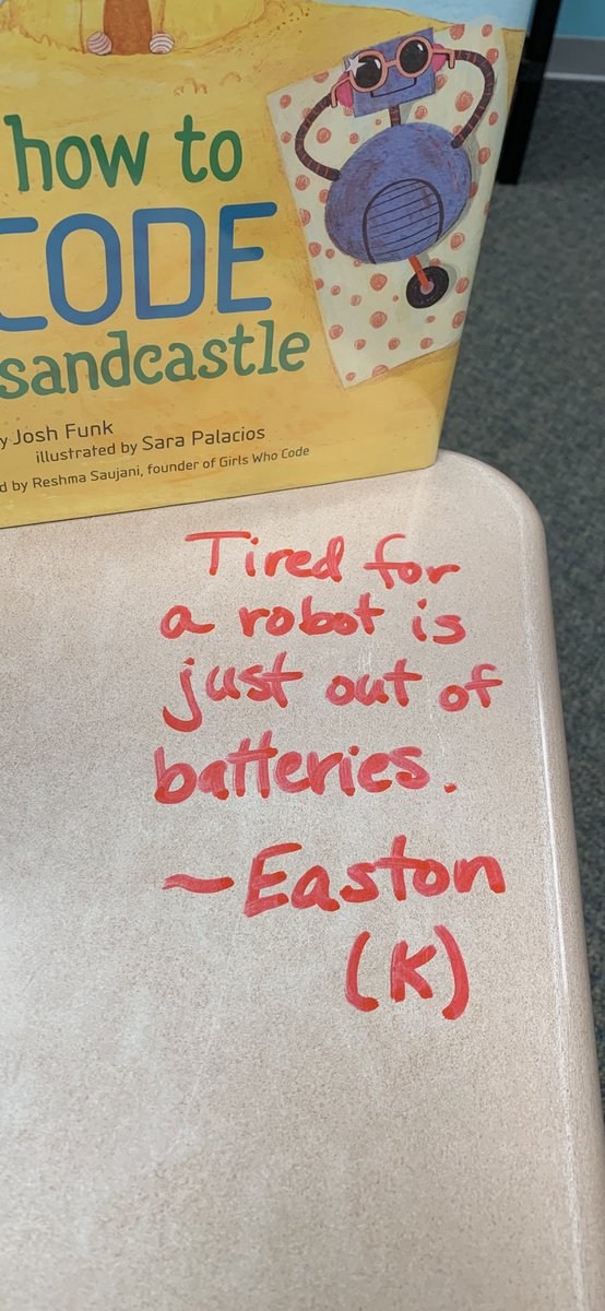 “Do machines get tired?” I asked kindergartners. I loved this answer!