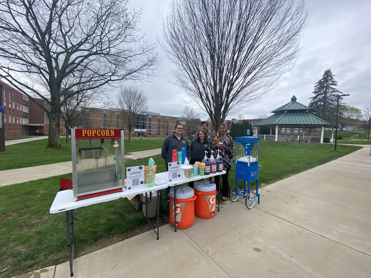 It may be chilly🥶 but we’re out here serving popcorn and snow cones! Come say hi! We’ll be here until 2!