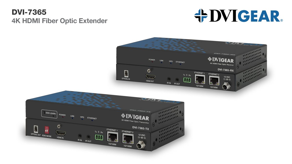 DVIGear introduces the DVI-7365, a high-performance, cost-effective, 4K Multiport Optical Extender that provides long-distance extension with resolutions up to 4K (UHD).  dvigear.com/hdmi-fiber-ext…