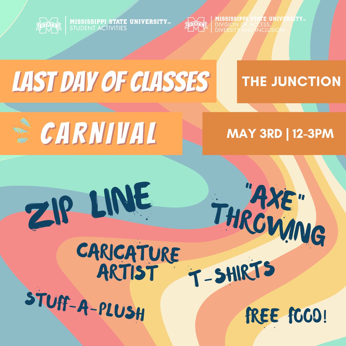 Join us next Tuesday in the Junction for the last day of classes carnival! Tons of fun activities!