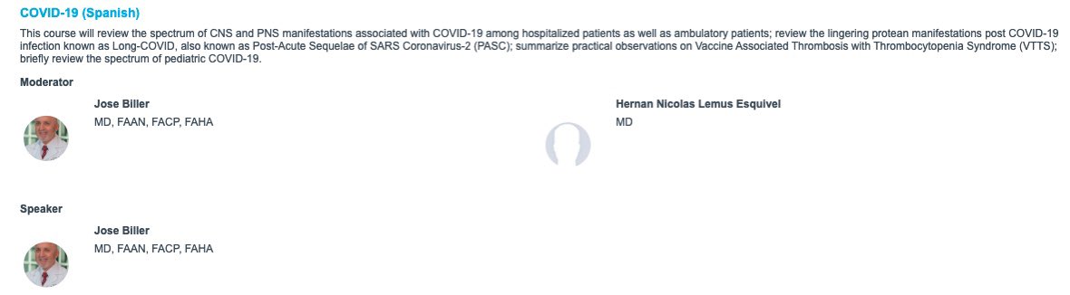 H. Nicolas Lemus (@hnicolaslemus) on Twitter photo Do you want to learn about neurological manifestations of COVID 🦠🔬?
Join as in this virtual session 🧠🗣 in Spanish lead by Dr. José Biller at #aan #aanmember
<a href="/AANMember/">American Academy of Neurology</a> Do you want to learn about neurological manifestations of COVID 🦠🔬?
Join as in this virtual session 🧠🗣 in Spanish lead by Dr. José Biller at #aan #aanmember
<a href="/AANMember/">American Academy of Neurology</a>