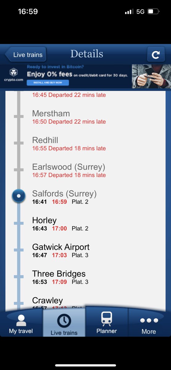 Ajmoffat's tweet photo. @RedhillRail @TLRailUK @PaulCodd And the train my wife is on coming back from London didn’t even bother to stop in Earlswood. The National Rail website is wrong https://t.co/l0Bt5Qamln