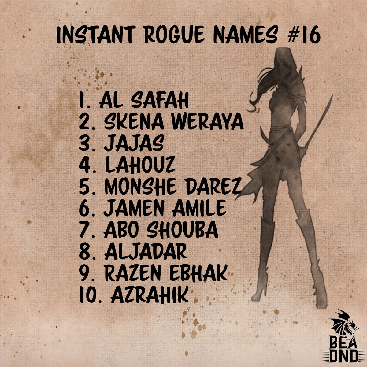 bea_dnd's tweet photo. A nice eastern flavour to our rogues today, don't you think?
#DnD #DMResource #TTRPG #NPC #Lists #Inspiration https://t.co/EbqCxMFyEx
