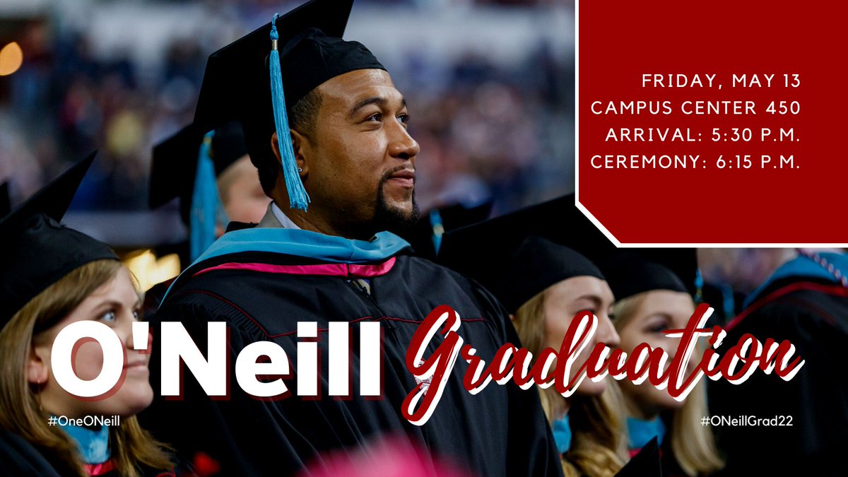 Registration is open for our O'Neill School graduation ceremony on May 13 at 6:15 p.m. Check-in and procession lineup start at 5:30 p.m. Grads, register to attend the ceremony by May 5 via bit.ly/3O3nXnr  
#ONeillGrad22 #OneONeill