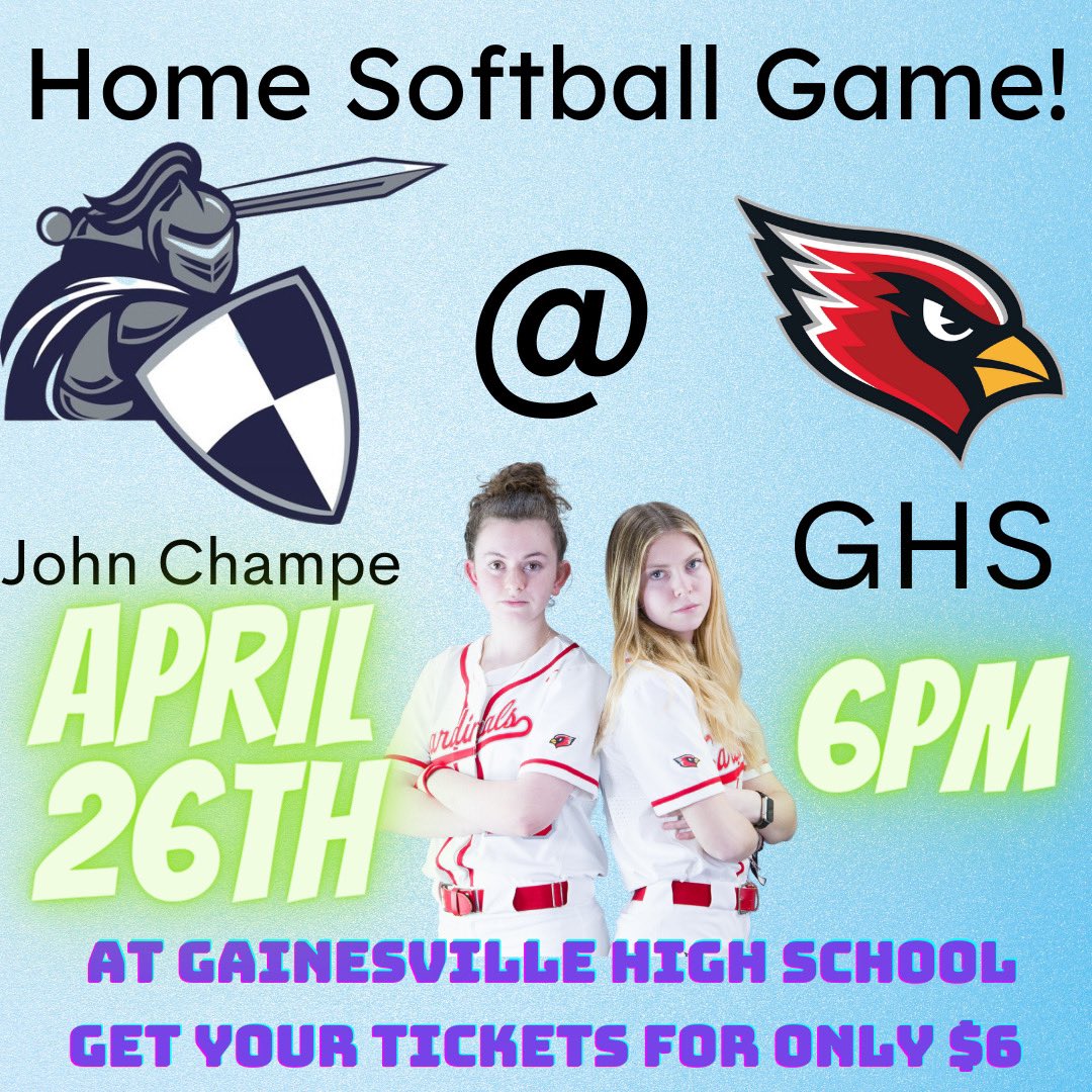 Gainesville Cardinal Softball (@cardsoftballpwc) on Twitter photo Another home game!!!! Come out and support your Lady Cardinals! #GoCards <a href="/GainesvilleHS/">Gainesville High School</a> <a href="/GHS_Cardinals/">Gainesville H.S. Student Activities and Athletics</a> Another home game!!!! Come out and support your Lady Cardinals! #GoCards <a href="/GainesvilleHS/">Gainesville High School</a> <a href="/GHS_Cardinals/">Gainesville H.S. Student Activities and Athletics</a>