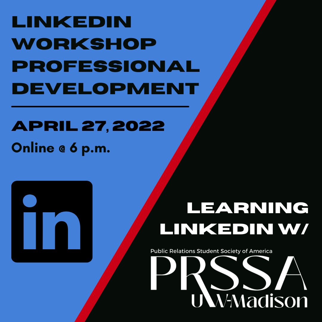 Join us online April 27 at 6 p.m. for the LinkedIn Workshop Professional Development to get your PD point for the semester! Sign-up and join the Zoom tomorrow using the link in bio!