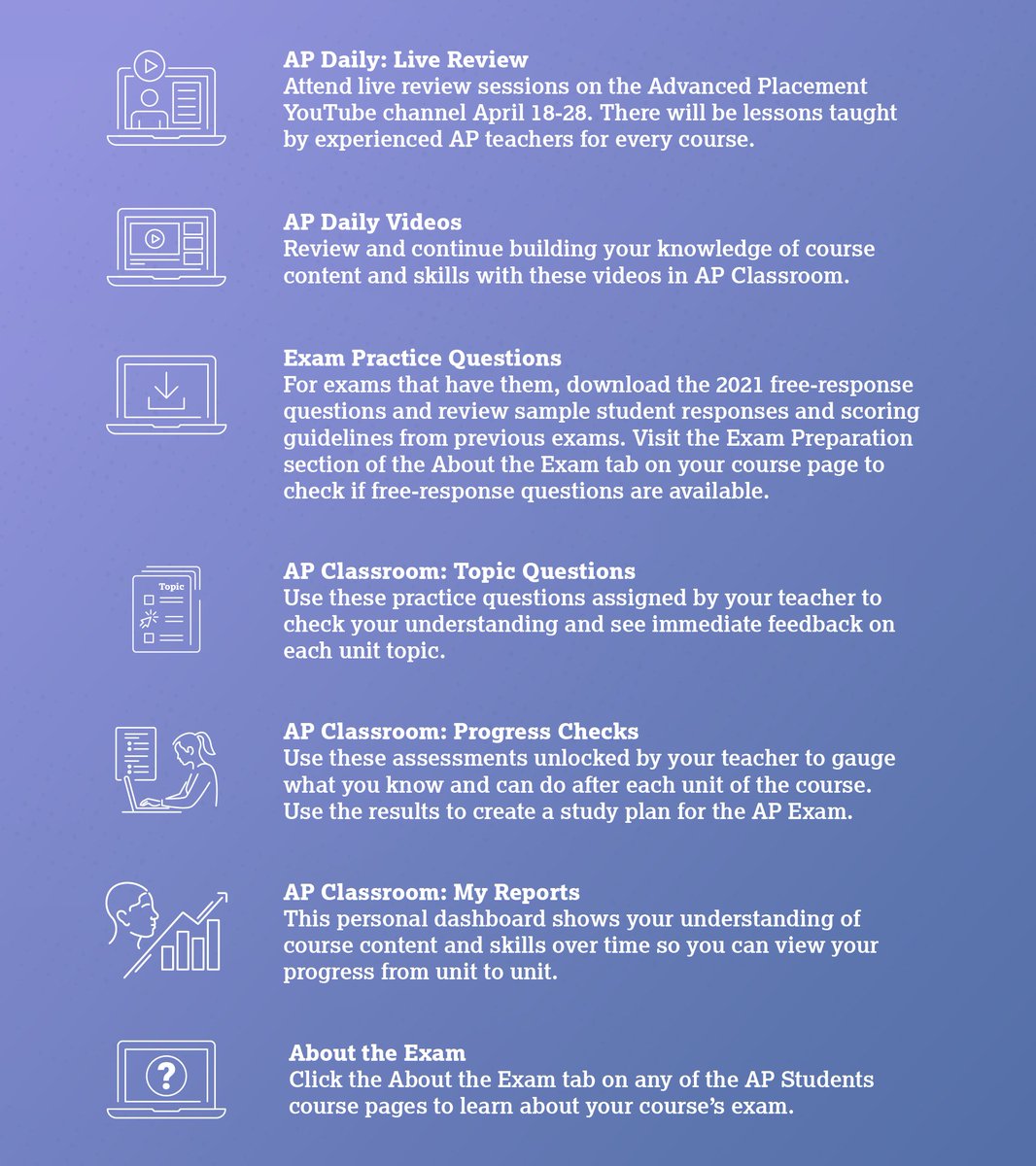 APforStudents's tweet photo. Pro tip: For courses that have them, you can see last year's AP Exam FRQs, sample student responses, and scoring guidelines. These are great studying resources. 

Learn about more resources: https://t.co/oMYVWyjL3U. https://t.co/SzEFAbtpzU