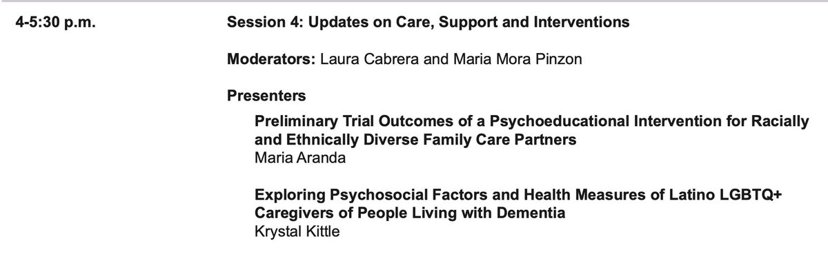 Now in its third year, the Latinos &amp; Alzheimer’s Symposium will address updates to research and practice knowledge in order to better inform the care of Latino/Hispanic individuals living with dementia and their families. Dr. Aranda will be speaking on Preliminary Trial Outcomes!