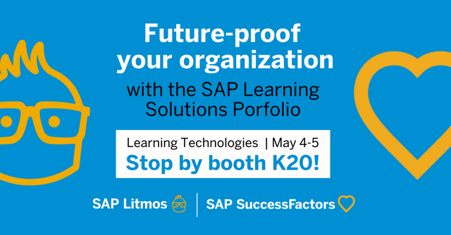 CarlyTrow's tweet photo. SAP is delighted to be at Learning Technologies, Europe's leading showcase of organisational learning. Visit us at booth K20 to learn about SAP’s recent innovations in learning, check out demos &amp; speak to product experts. Register: https://t.co/zcxbpf3b92 https://t.co/iqXi5RKVpw https://t.co/OJghiXDFzL