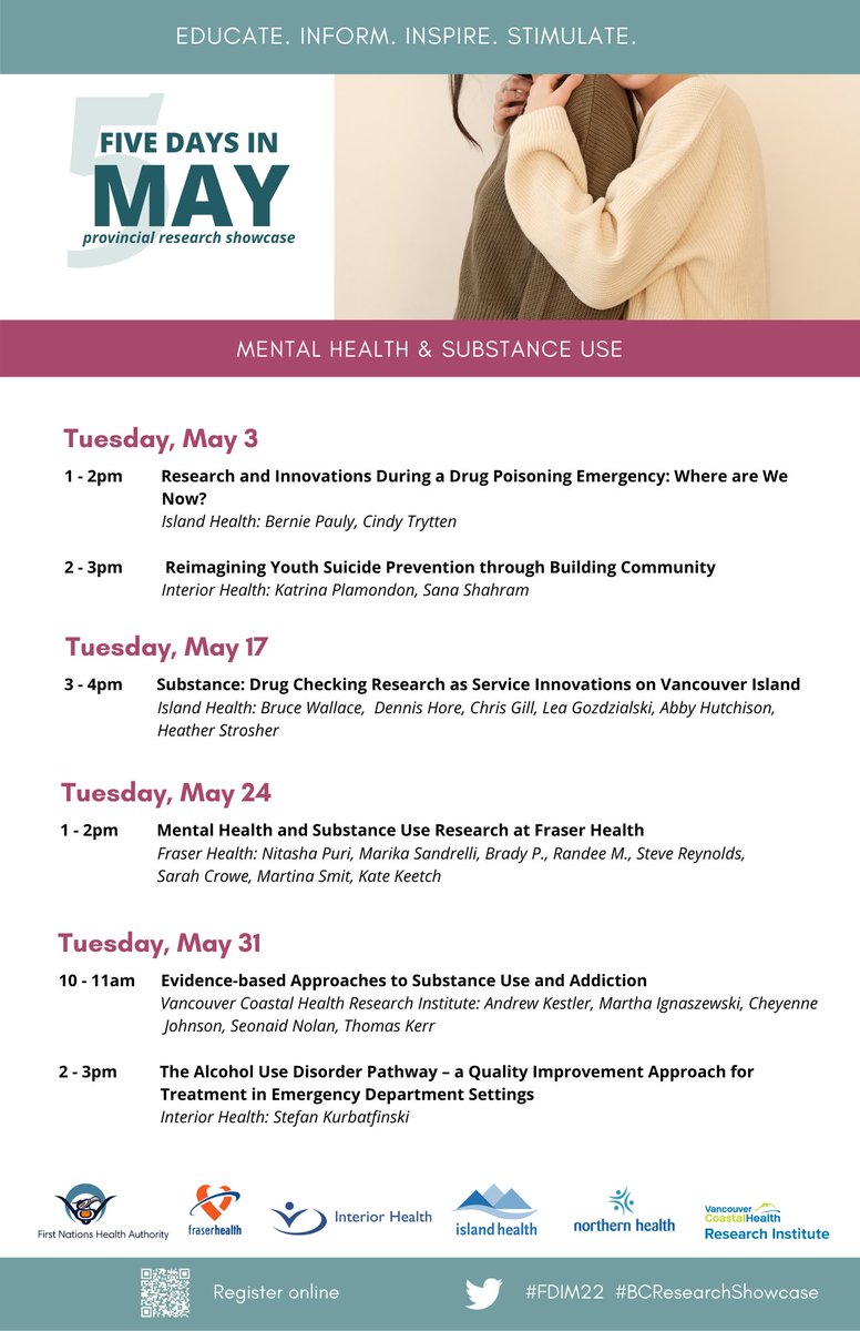 VIHealthRes's tweet photo. Register for #FDIM22 sessions focused on research in mental heath and subsance use at https://t.co/RwwVLSJYxa https://t.co/Ul0lMCw7Js