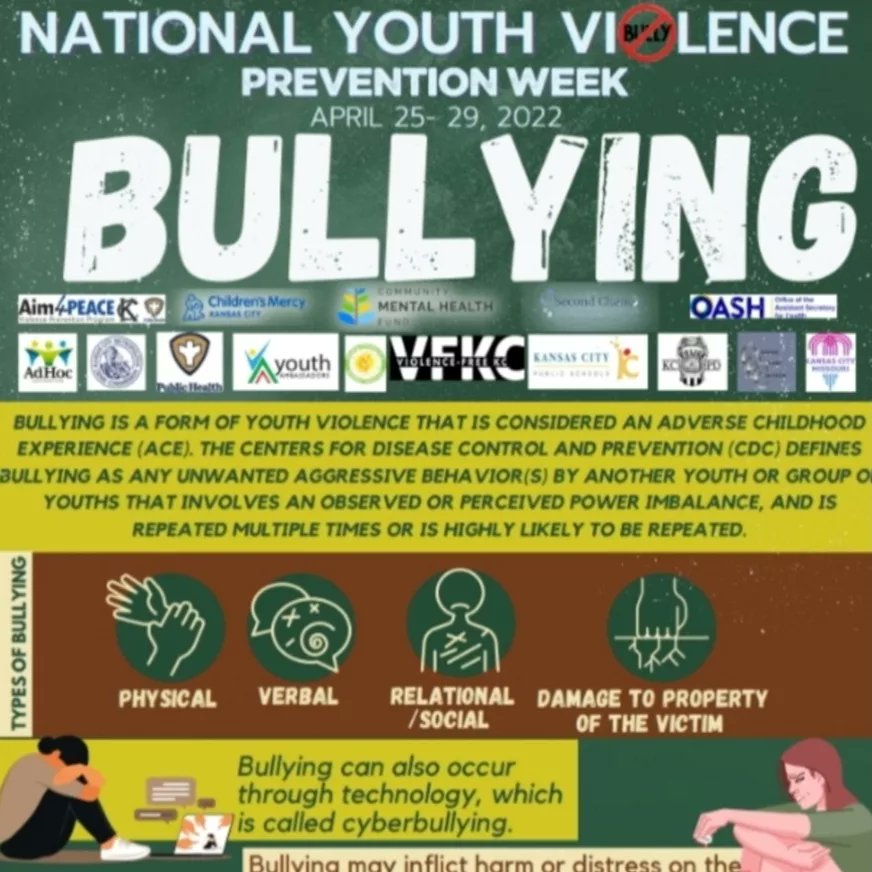 CoreChanging's tweet photo. Core Changing Concepts continues to join others across the nation to raise awareness about ways to prevent youth violence and make schools and neighborhoods safer. Bullying is a form of youth violence, learn how you can help prevent bullying! #VFKC  #youthviolencepreventionweek https://t.co/XaXzz7fZqC