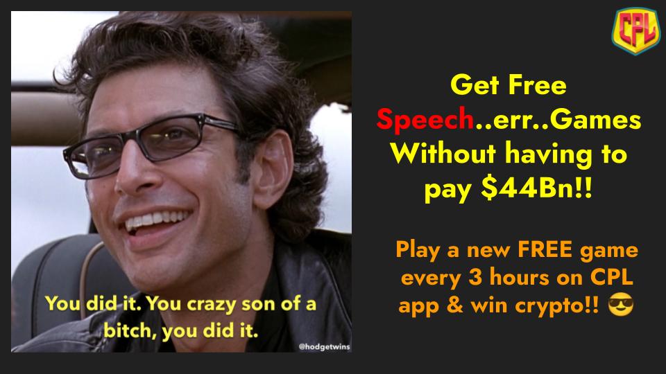 cpl_crypto's tweet photo. ✅Yes, Elon musk is fast✅
⏩But, CPL games are faster⏩

⏱️Introducing shorter format games⏱️
🤳Play &amp; win now!🤳

#BinanceSmartChain #GameFi #PlayToEarn #cryptotrading #Play2Earn #PlayToEarnGame #earncrypto #ElonMuskTwitter https://t.co/vPafxTXbpj