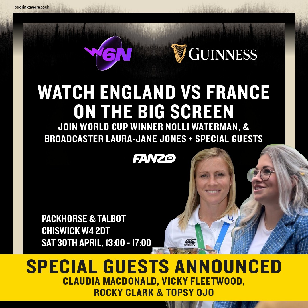 FANZO (@fanzo_uk) on Twitter photo It's England vs France. It's Grand Slam Glory. It's a chance for the world's best to inspire a new generation of rugby stars.
🍺 Free Guinness
🎫 Free tix: eventbrite.co.uk/e/womens-six-n…
🏉 Watch with legends <a href="/nolli15/">Danielle (Nolli) Waterman</a> @missLJJ <a href="/cf_macdonald/">Claudia macdonald</a> <a href="/vickyfleetwood/">Vicky Fleetwood</a> @rockyclark_1 & <a href="/topsy_ojo/">Topsy Ojo</a> It's England vs France. It's Grand Slam Glory. It's a chance for the world's best to inspire a new generation of rugby stars.
🍺 Free Guinness
🎫 Free tix: eventbrite.co.uk/e/womens-six-n…
🏉 Watch with legends <a href="/nolli15/">Danielle (Nolli) Waterman</a> @missLJJ <a href="/cf_macdonald/">Claudia macdonald</a> <a href="/vickyfleetwood/">Vicky Fleetwood</a> @rockyclark_1 & <a href="/topsy_ojo/">Topsy Ojo</a>