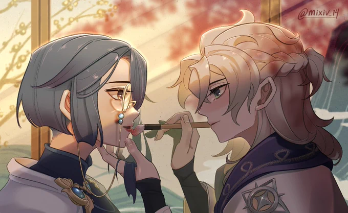 Use me as your canvas ? Xingqiu and Albedo are the writer/artist duo man #albeqiu 