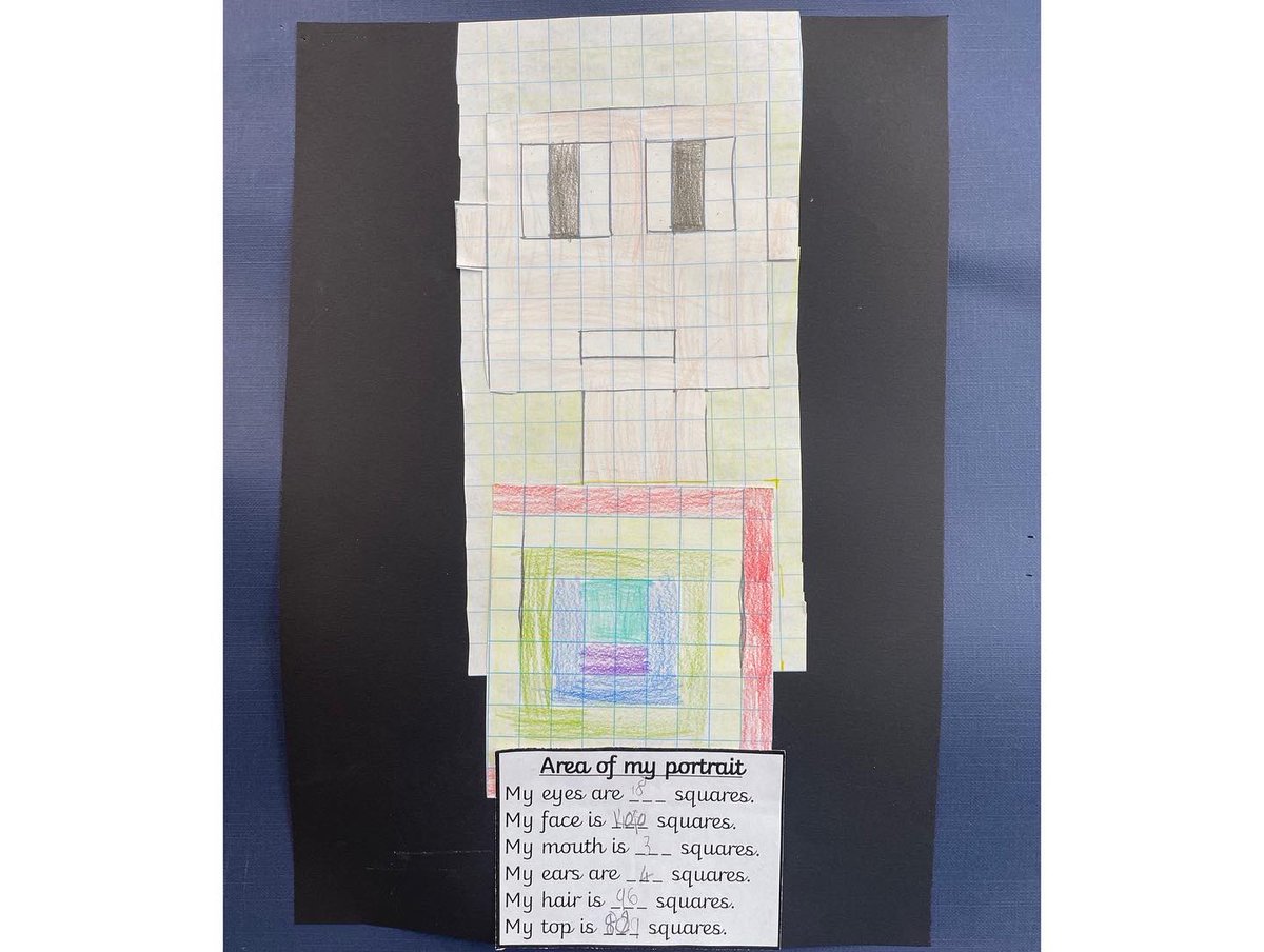 sword_miss's tweet photo. Prep 2 have been learning all about area! They worked extremely hard to create their self portraits on squared paper and then work out the area of them 🟩🟥🟦🟧🟪 https://t.co/NmyoS9fa3x