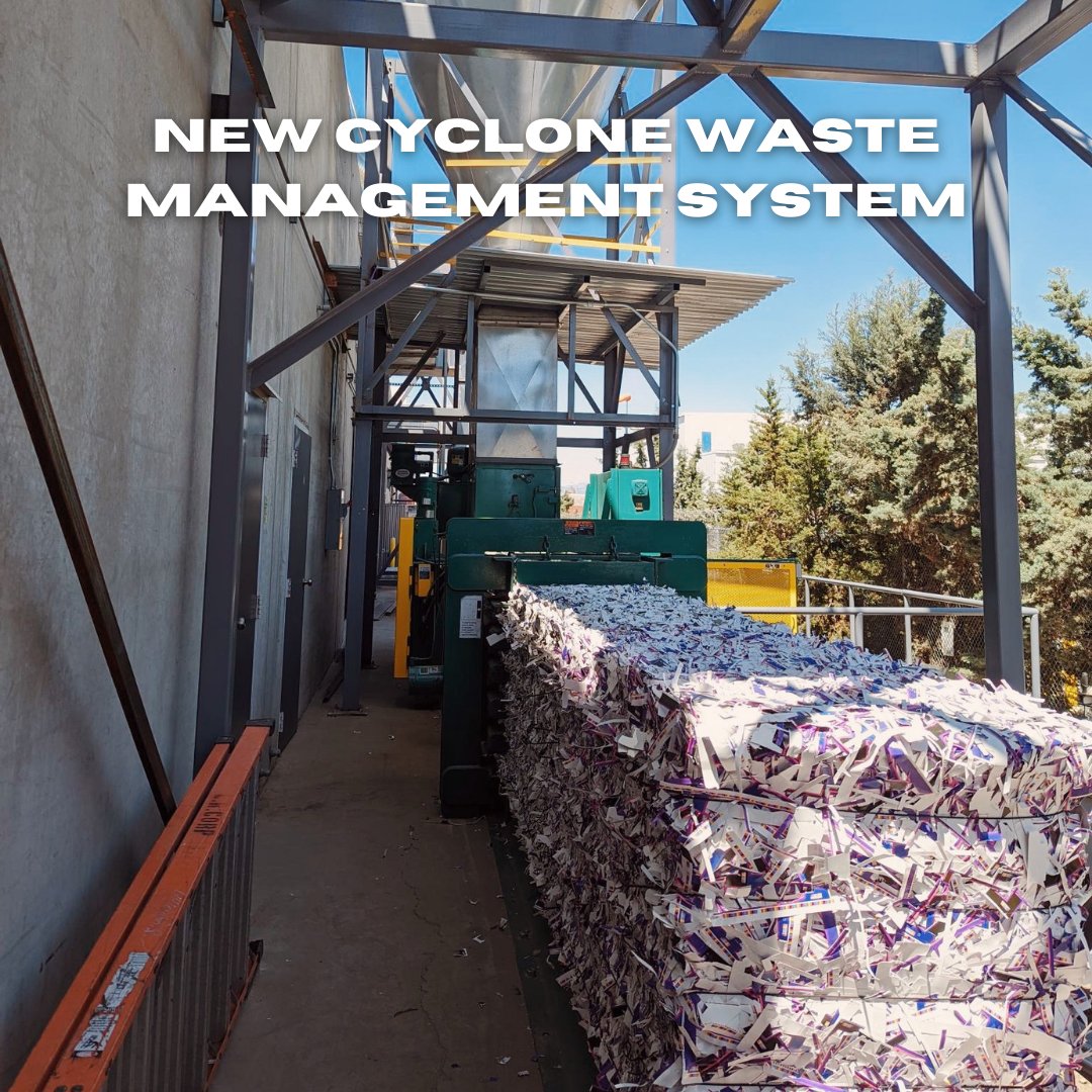 SLithographics's tweet photo. This month Superior installed our new Cyclone waste management system. Thank you to the maintenance crew and everyone who helped install the equipment, train our team, and support this improvement to our workflow! #wastemanagement #suplitho #5S #cyclone https://t.co/YZk8GnGUNB
