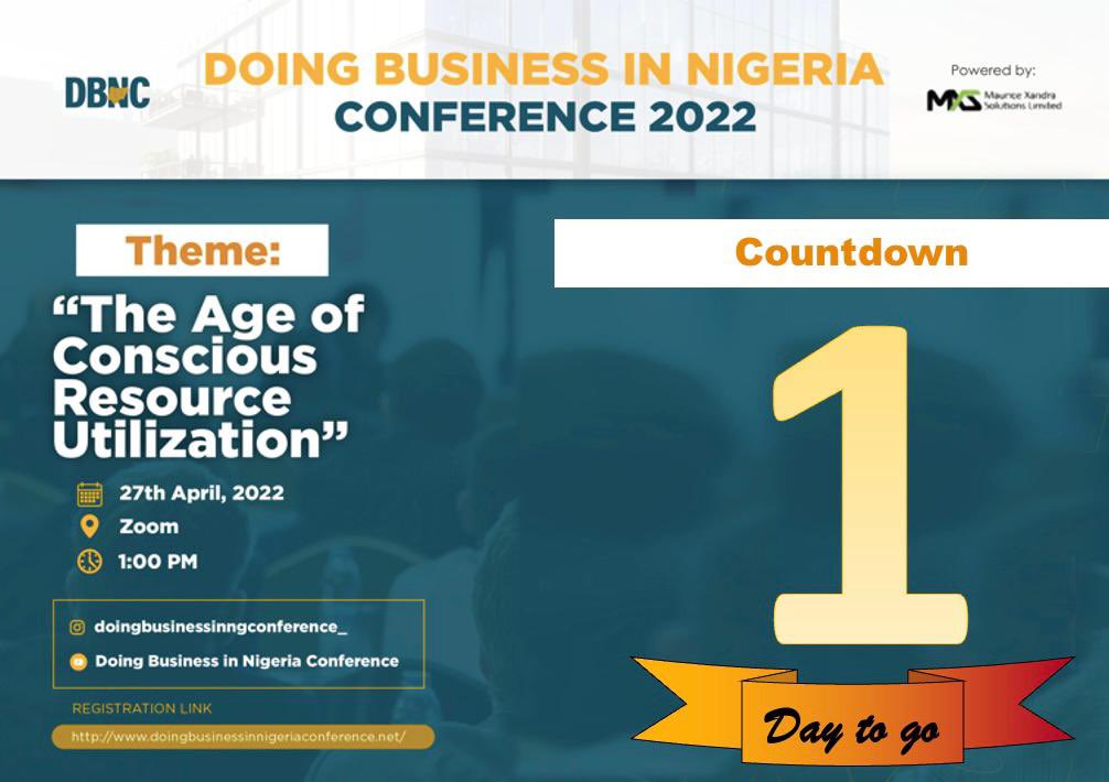 MauriceXandra's tweet photo. Who else is excited? 😄
The Doing Business in Nigeria Conference 2022 is tomorrow! 📢

If you haven’t registered to attend the Doing Business in Nigeria Conference, hurry up to do so now using this link:
https://t.co/UG9sWMgd8p
Location : Zoom
Date : 27th April, 2022 
Time : 1pm https://t.co/8W7qp8kffH