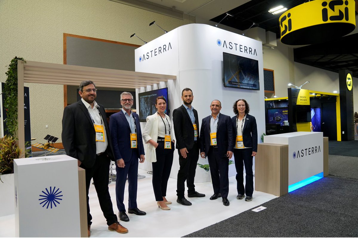 asterratech's tweet photo. Day one at @GEOINTsymposium was a success! #TeamASTERRA met with so many innovative and interesting attendees, and we're ready to tackle day two. Come see us at booth 537!

#GEOINT2022 #ASTERRA #IntelligenceToAct #GeospatialIntelligence #WaterSustainability @USGIF https://t.co/wL8D0pgQsr