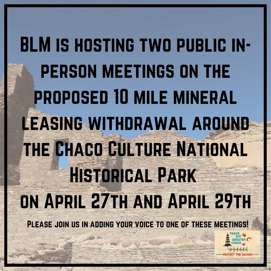 puebloalliance's tweet photo. Public comment meetings for Chaco are happening this week! Email sscott@blm.gov to register https://t.co/dnh3ix6Dfa