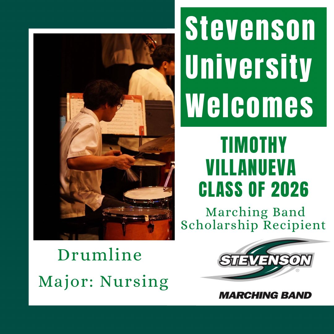 SU Music welcomes Timothy Villanueva! Timothy will be joining us as a new member of the SUMB this fall as well as receiving our marching band scholarship! He is majoring in Nursing and will be a part of our drumline!