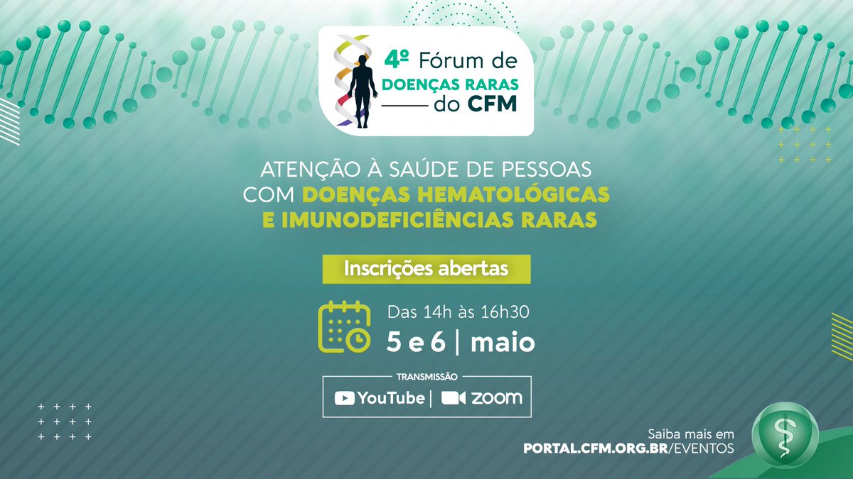 medicina_cfm's tweet photo. Participe na próxima semana do debate promovido pelo CFM. Acesse a programação em https://t.co/JuB8CN2f76 e se inscreva gratuitamente! #DoençasRaras #CFM https://t.co/LZz9uPALrx