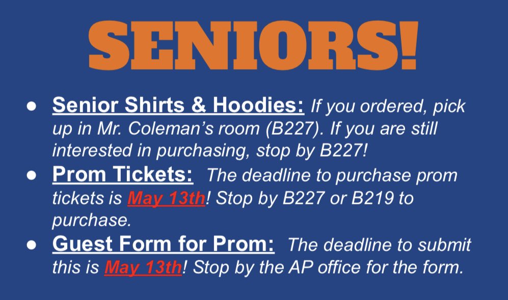 NISDBrandeis's tweet image. Senior Reminders!