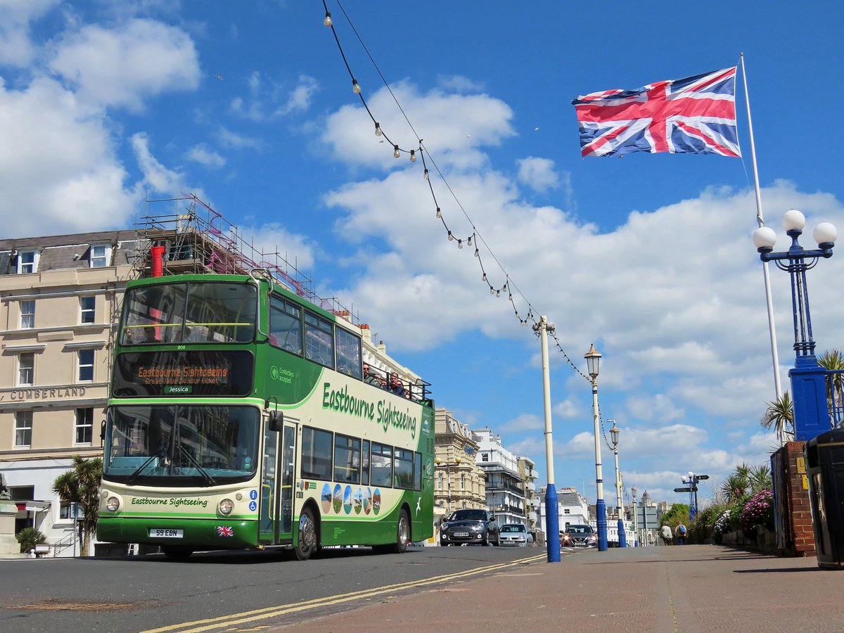 Photographed heading along Eastbourne Seafront earlier today was <a href="/SSBusandCoach/">Seven Sisters Bus & Coach</a> No.809 'Jessica' S9EBN operating a <a href="/SightseeingEBN/">Eastbourne Sightseeing</a> tour. This Alexander ALX400 bodied Volvo B7TL was new to Arriva London South as their No.VLA29 LJ53BDO.