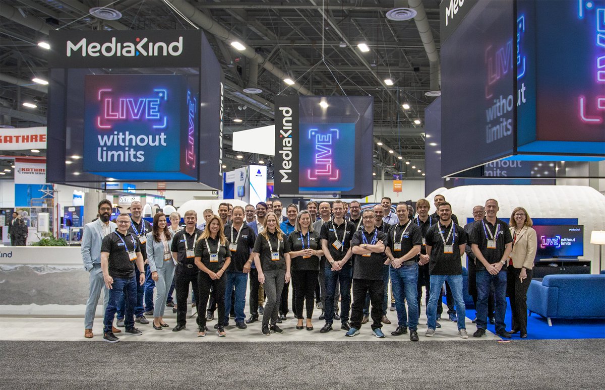 Media_Kind's tweet photo. #MKNAB Day 3 - #TeamMediaKind is ready!! Stream by our booth #W2800 to learn how we are delivering LIVE streaming at Scale. #NABShow #NAB2022 https://t.co/Y2tPNTEfZo