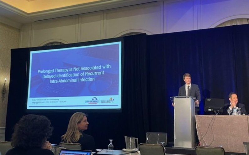 Christopher A. Guidry (@dr_guidry) on Twitter photo Andrew Dulek presenting on the duration of antibiotics and the timing of recurrent intra-abdominal infections at #SIS2022. Knocked it out of the park! <a href="/SurgInfxSoc/">Surgical Infection Society</a> <a href="/ku_trauma/">KU Acute Care Surgery Research</a> <a href="/KU_Surgery/">KU Dept. of Surgery</a> <a href="/KUMedCenter/">KU Medical Center</a> #tomorrowcomestoday #strongwork Andrew Dulek presenting on the duration of antibiotics and the timing of recurrent intra-abdominal infections at #SIS2022. Knocked it out of the park! <a href="/SurgInfxSoc/">Surgical Infection Society</a> <a href="/ku_trauma/">KU Acute Care Surgery Research</a> <a href="/KU_Surgery/">KU Dept. of Surgery</a> <a href="/KUMedCenter/">KU Medical Center</a> #tomorrowcomestoday #strongwork
