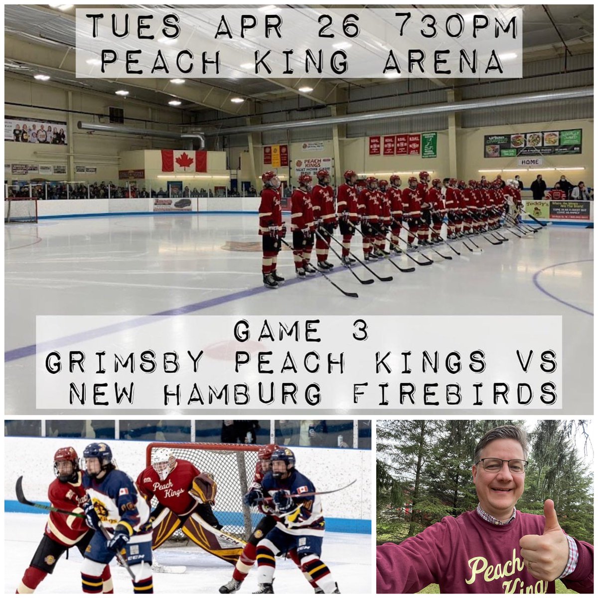 Dave_Augustyn's tweet photo. I’m ready! Are you?
Let’s fill the arena tonight and cheer on the Grimsby Peach Kings!
#GoPeachKingsGo!
@jrpeachkings @TownofGrimsby
#HometownHockey #PeachKings #JrCHockey #Hockey #GrimsbyON #PJHL #100thAnniversary https://t.co/zE6i96GOQ5