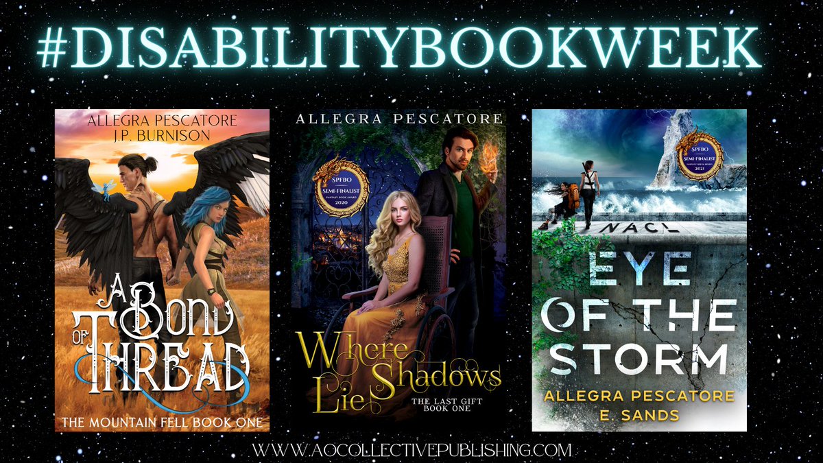 Did you know it's  #DisabilityBookWeek ? A time to celebrate inclusivity and support disability rep! If you want to support this disabled author and read about some kickass disabled leads, you can find my books at: linktr.ee/AuthorAllegra