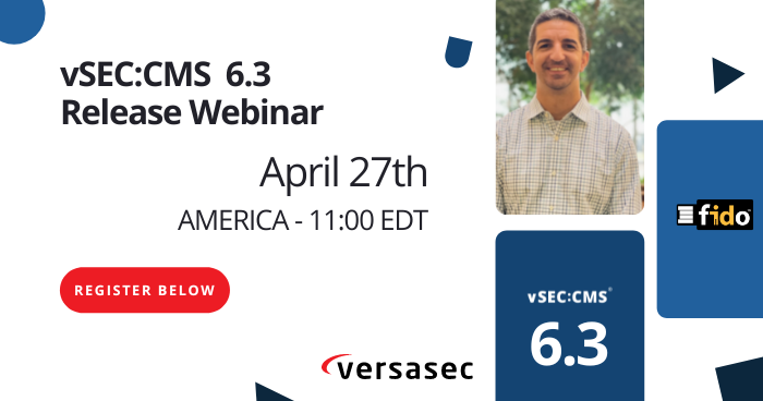 versasec's tweet photo. It’s time for our American product webinar! Join @versasec's Michael Samara for a #LIVE webinar on our latest product release vSEC:CMS Version 6.3!
Starts in an hour - https://t.co/TQU0nikOQ5
#VersionRelease #Versasec #IAM #FIDO #FIDOalliance #webinar #livewebinar #QA https://t.co/FMIJUsBKgK