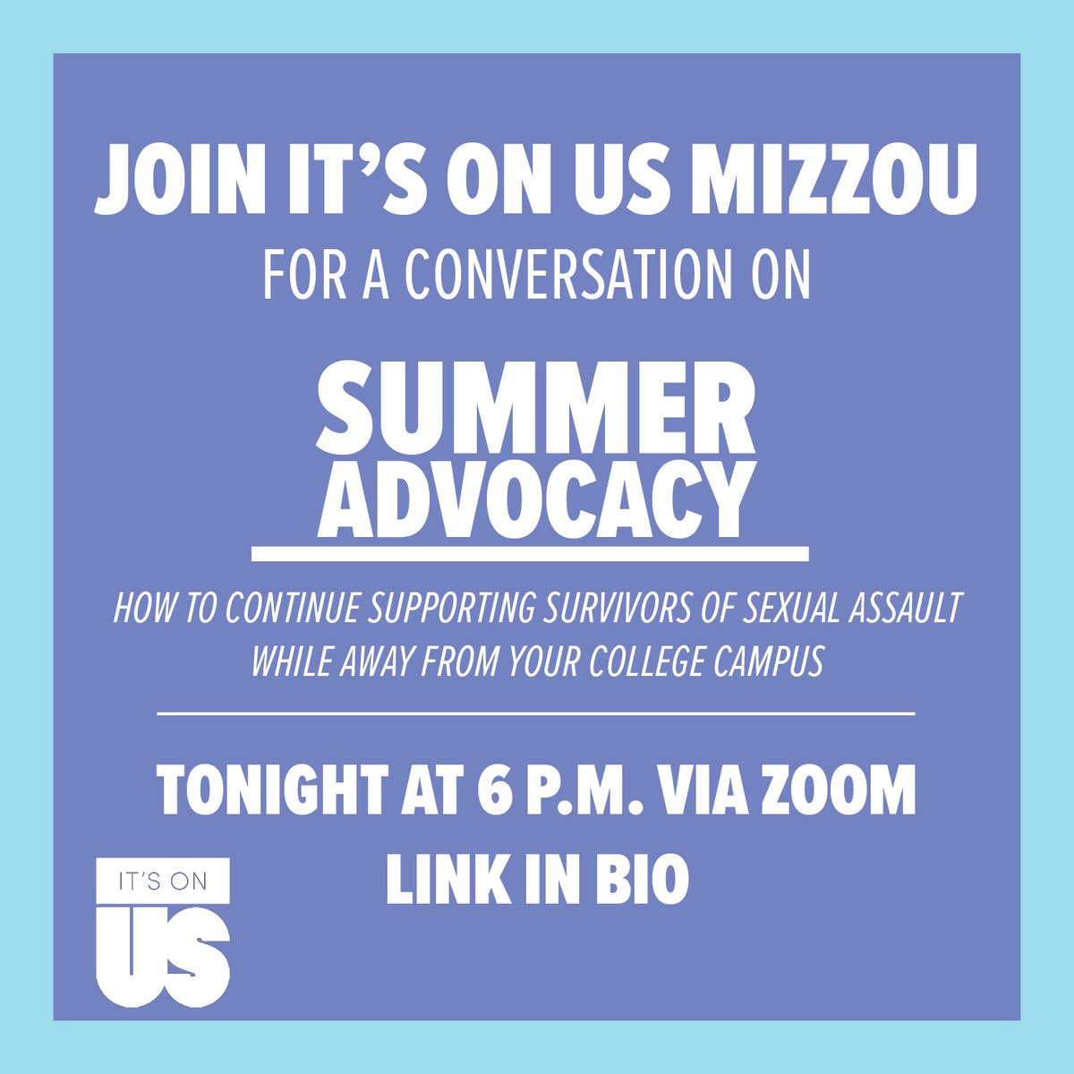 Our weekly meeting tonight will be over Zoom and focus on taking your advocacy skills home with you over the summer! Ask your friends to join us, and we will see you via Zoom tonight! DM with any questions!