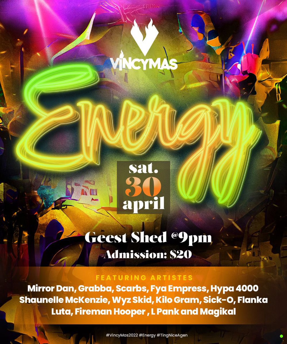 V1ncyMas's tweet photo. @Shaneyhypez along with some of the biggest names locally will be bringing the ENERGY to the Geest Shed this Saturday! Are you ready????? 

#tingniceagen #vincymas2022 #weoutsideeeeeeee https://t.co/d9Oswf6ioD