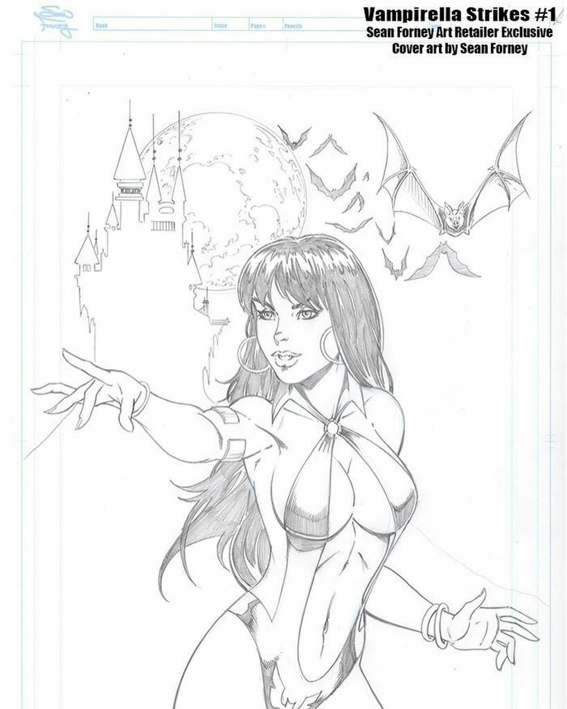 SeanForneyArt's tweet photo. Behind the scenes process for my Vampirella Strikes exclusive variant cover. 

The books is available for pre-order direct from me. Send me a DM to order. 

#vampirella #vampirellastrikes #dynamitecomics #cover #coverart #coverartist #coverartwork #seanf… https://t.co/DQZTRvgRRK https://t.co/WTUCGsZA3I