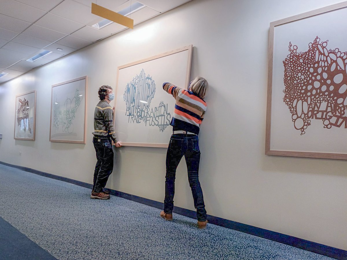 RoyalScotAcad's tweet photo. Some recent shots of our team installing works by Ilana Halperin RSA (Elect),  Susie Leiper, and Elspeth Lamb RSA at the Royal Infirmary in Edinburgh on behalf of ELHF Tonic Arts 🖼️ https://t.co/xPMFxIaBoS
