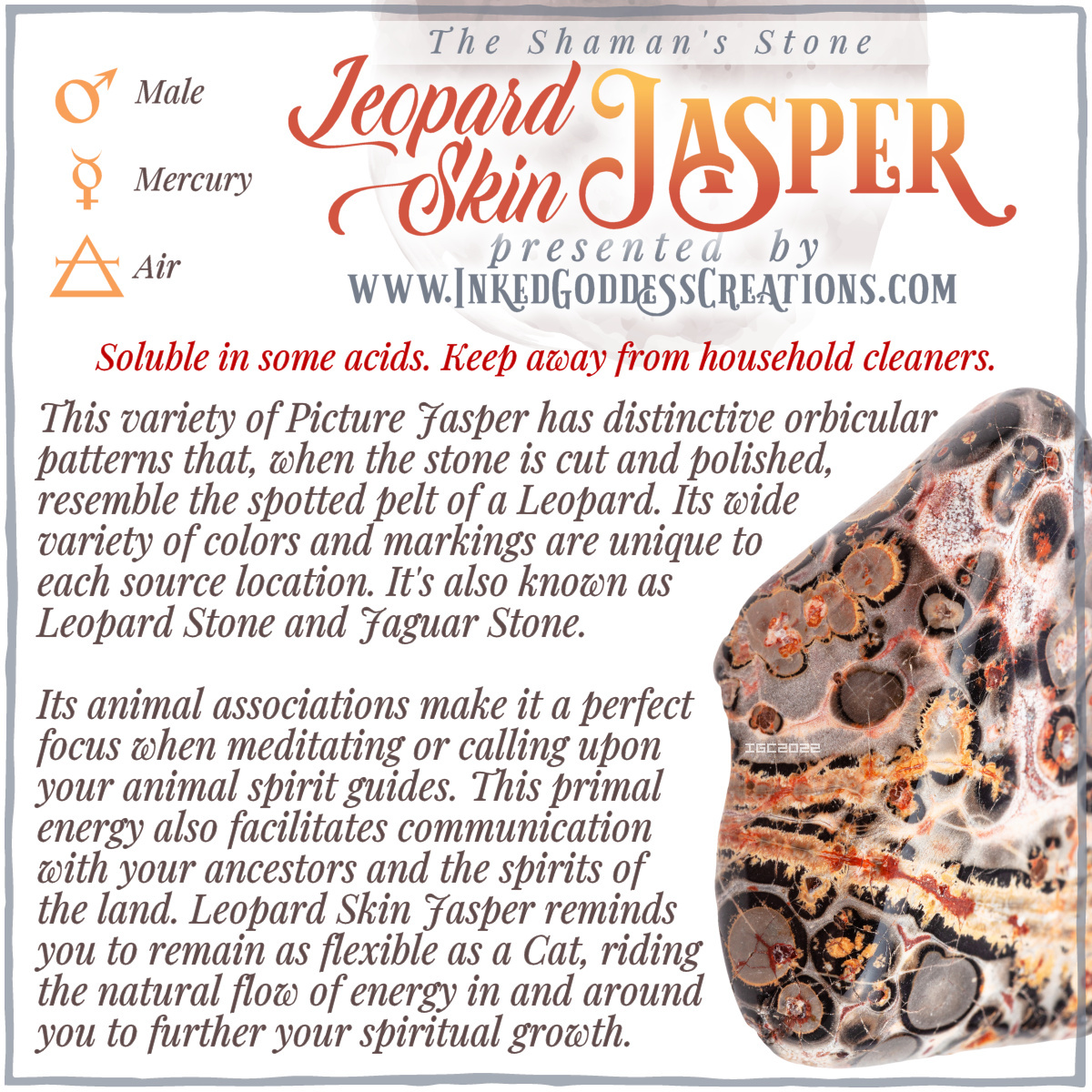 inkedgoddesshop's tweet photo. ~ Leopard Skin Jasper ~
This Jasper is a powerful protector when dealing with animals as well as travel, especially astral travel. It's full of the primordial life force of wild predators, offering strength and adaptability.
#leopardskinjasper #shaman
https://t.co/JlFG4xCUzI https://t.co/Cumz0UWYJS