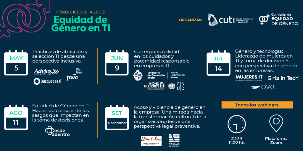 CutiUy's tweet photo. Ciclo de Talleres: Equidad de Género en TI 👩‍💻🧑‍💻

Los invitamos a conocer las temáticas que estaremos abordando en cada uno de los talleres. ¡No dejes de agendar cada uno de estos días! 📆

Registro ➡ https://t.co/tu3F4ypnUX https://t.co/72B4vIDXA4