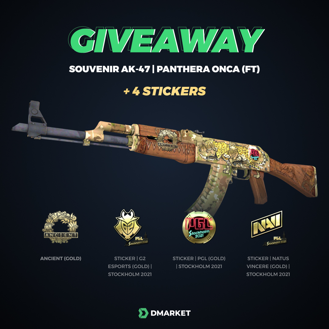 Win Souvenir AK-47 | Panthera onca (Field-Tested)
with 4 cool stickers 

Join now - dmarket.com/blog/skins-giv…