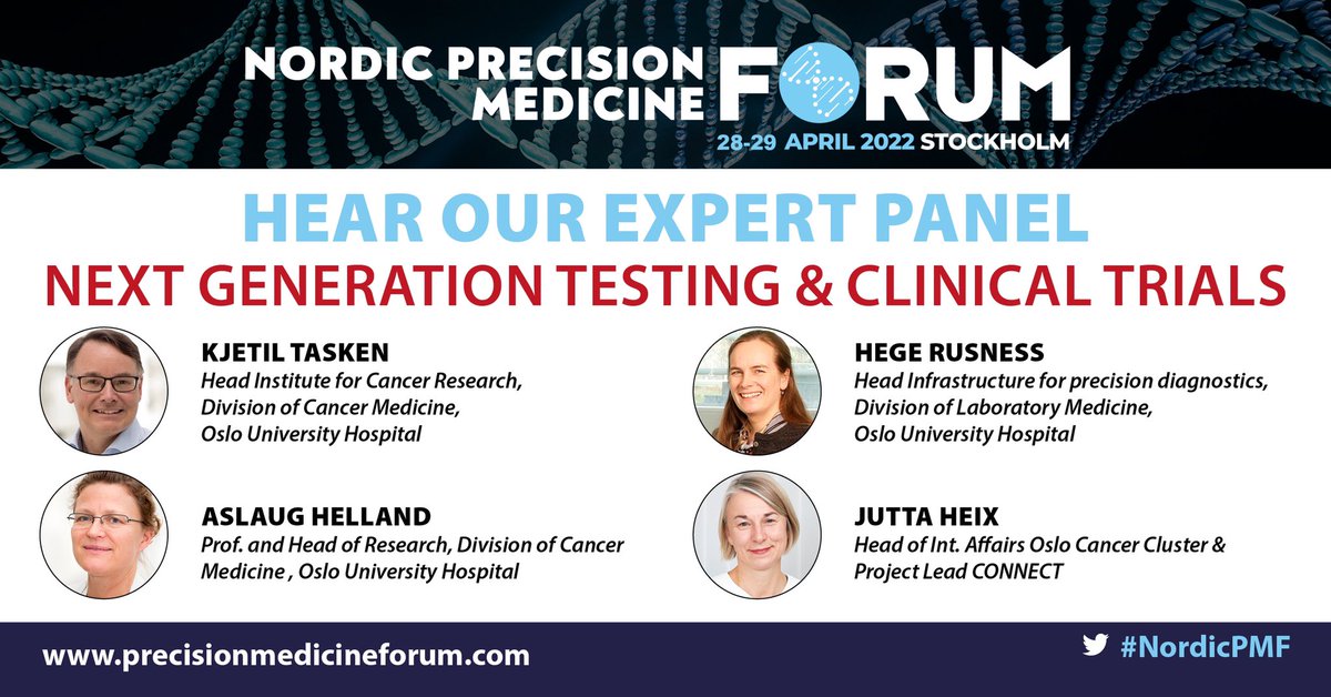 KjetilTasken's tweet photo. We will be discussing our precision cancer medicine implementation initiative for Norway at the #NordicPMF in Stockholm Thursday. @HellandAslaug @HRussnes @heix_jh @Oslounivsykehus @helsesorost @OsloCancer #IMPRESSNorway #InPreD #CONNECT @HelseNord @HelseMidtNorge @HelseVest https://t.co/X5Xlp2tg1I