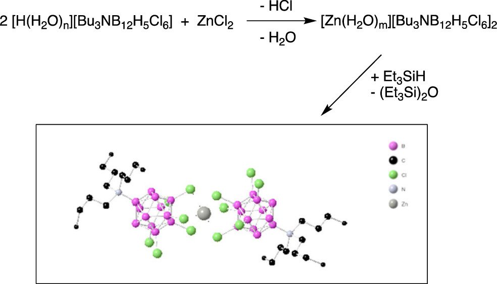 bhkenlo's tweet photo. Zinc Ammonio-dodecaborates: Synthesis, Lewis Acid Strength, and Reactivity https://t.co/W7CwhB6bkm Wehmschulte and co-workers @InorgChem #zinc #boron #dodecaborate #Lewis_acid #hydrosilylation https://t.co/xQZY8pms3H