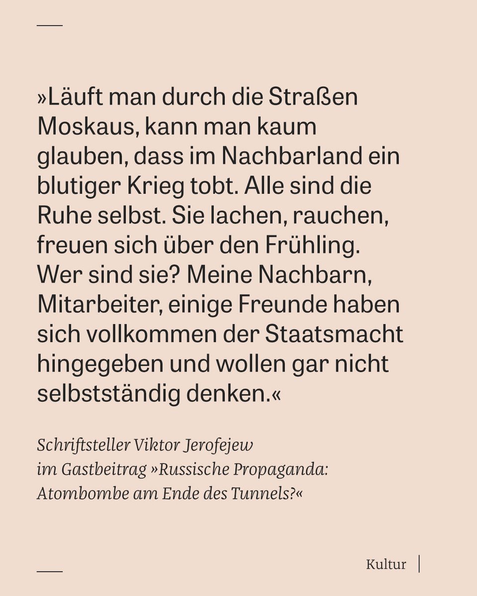 zeitonline's tweet photo. "In der russischen Zivilisation sehen sich die Menschen als Gestalten des Lichts, die gegen die Mächte der Finsternis kämpfen." Der Schriftsteller Viktor Jerofejew über alte und neue Mythen in seinem Land: https://t.co/KVSZF0ykMB #Abo https://t.co/E6Gul70VGi
