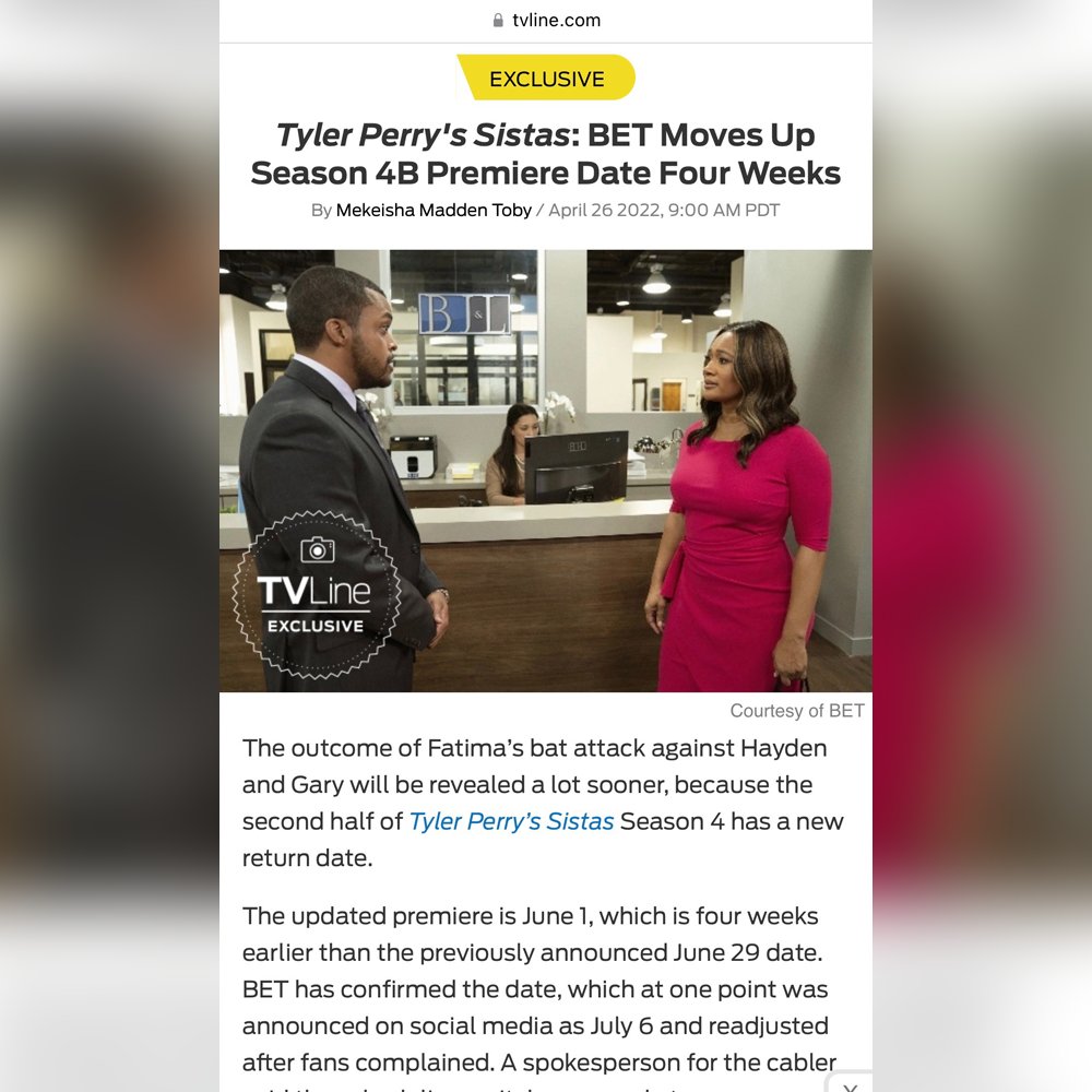 tylerperry's tweet photo. I guess y’all couldn’t wait!!  🤣🤣🤣
We moving it up Sistas Fam! #SistasOnBET https://t.co/HWBulvGaRf