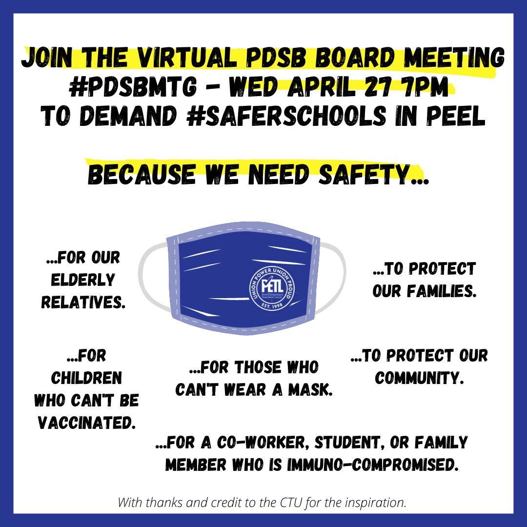 vickitabhatt's tweet photo. Coming into work shouldn't feel unsafe. Join us at the @PeelSchools Virtual Board Meeting *tomorrow* 7PM to demand #SaferSchools in Peel. We must *demand* better. Link to the meeting: https://t.co/BdNXZbmoP7 https://t.co/8ijTgpSjbq