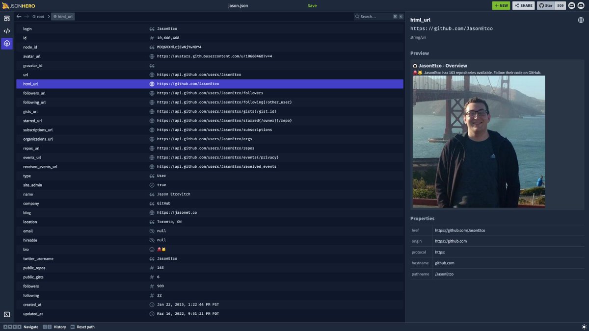 github's tweet photo. Not all heroes wear capes. https://t.co/JFDZB1FkUZ is a delightful open source tool allowing you to browse, search and navigate JSON quickly and efficiently in your web browser ⚡️ https://t.co/1rBGzgnCgh