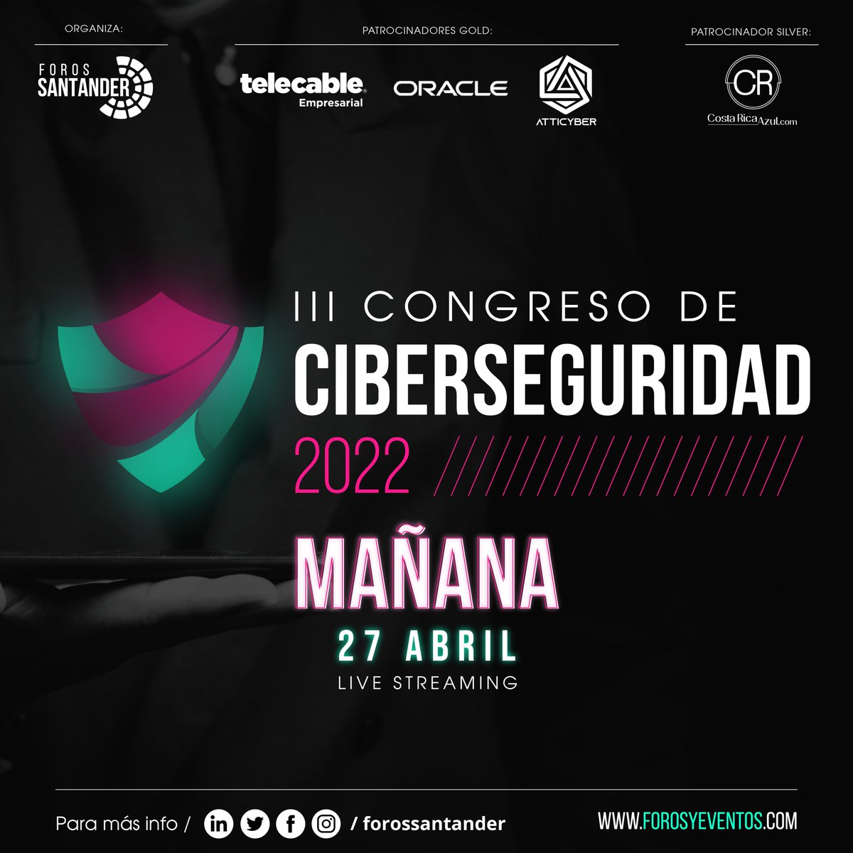 forossantander's tweet photo. Acompáñenos mañana en el III CONGRESO DE #CIBERSEGURIDAD, 14 expositores de diversos países para exponer sobre las temáticas más destacadas en cuanto a #Ciberdefensa, #Ciberindustria, y más https://t.co/ZQiJudMMrQ

@AttiCyber @CostaRicaAzul @OracleLatam 
#tecnologia #hacking https://t.co/CxX7JenwEX