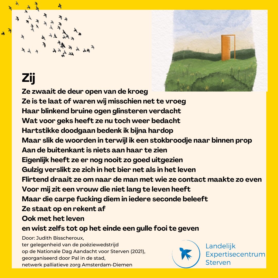 info_LESterven's tweet photo. In ons inspiratiebulletin van april aandacht voor de drie winnaars van de poëziewedstrijd op de Nationale Dag Aandacht voor Sterven 2021 t.w. Judith Bisscheroux, Viviane Rose en Gerard Scharn. 
Laat je deze maand inspireren door poëzie. 
https://t.co/E15gRxDmmL https://t.co/hn5iMF2NLK