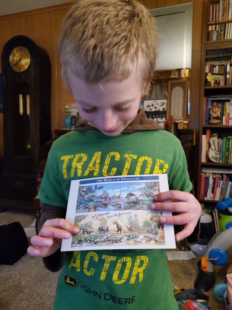 I recently read the Dinotopia books to Davy &amp; he fell in love with them just as my siblings &amp; I did when we were kids. I found the audio versions (so many memories!) and they arrived today along with a postcard signed by the author, James Gurney.